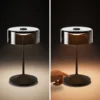 Lámpara de mesa recargable Numotion LED, negra, cristal, IP54, atenuable