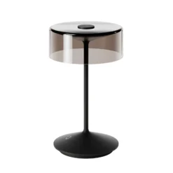 Lámpara de mesa recargable Numotion LED, negra, cristal, IP54, atenuable