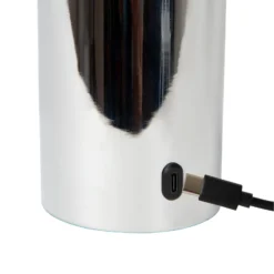 Lámpara de mesa recargable Vivo, color cromado, altura 22 cm, metal