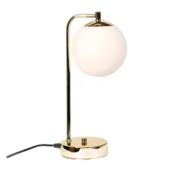 Lámpara de mesa Rico, cristal/metal, dorado/blanco, altura 36 cm
