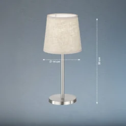 Lámpara de mesa Rimini, arena/níquel, textil, altura 30 cm, E14