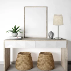 Lámpara de mesa Rimini, arena/níquel, textil, altura 30 cm, E14