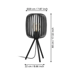 Lámpara de mesa Romazzina, negra, altura 44 cm, metal, E27