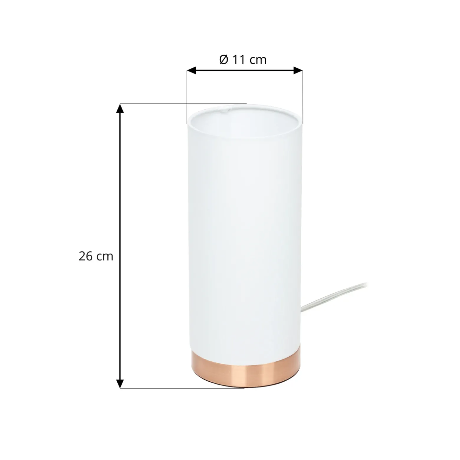 Lámpara de mesa Ronja blanca con base color cobre