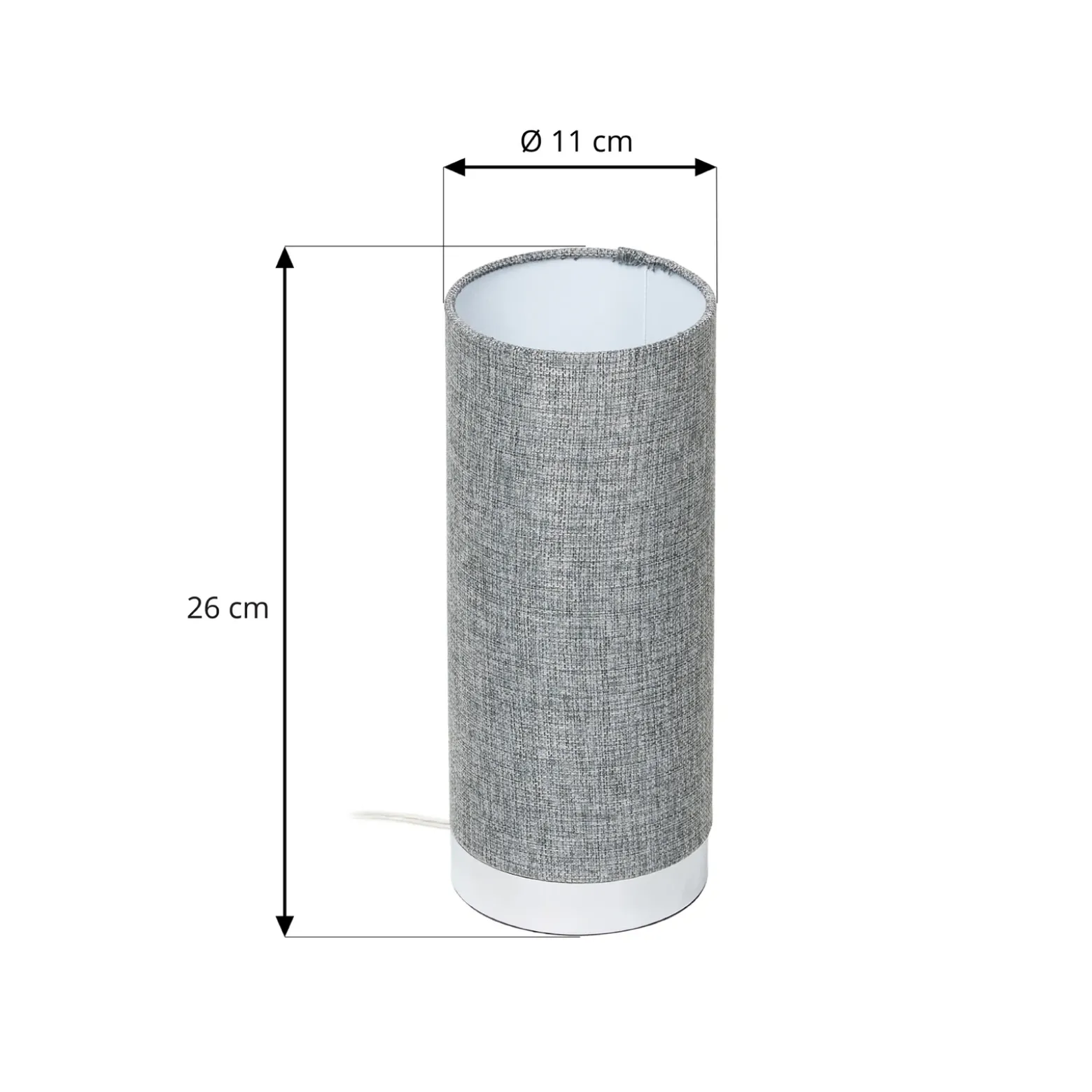 Lámpara de mesa Ronja gris con base cromada