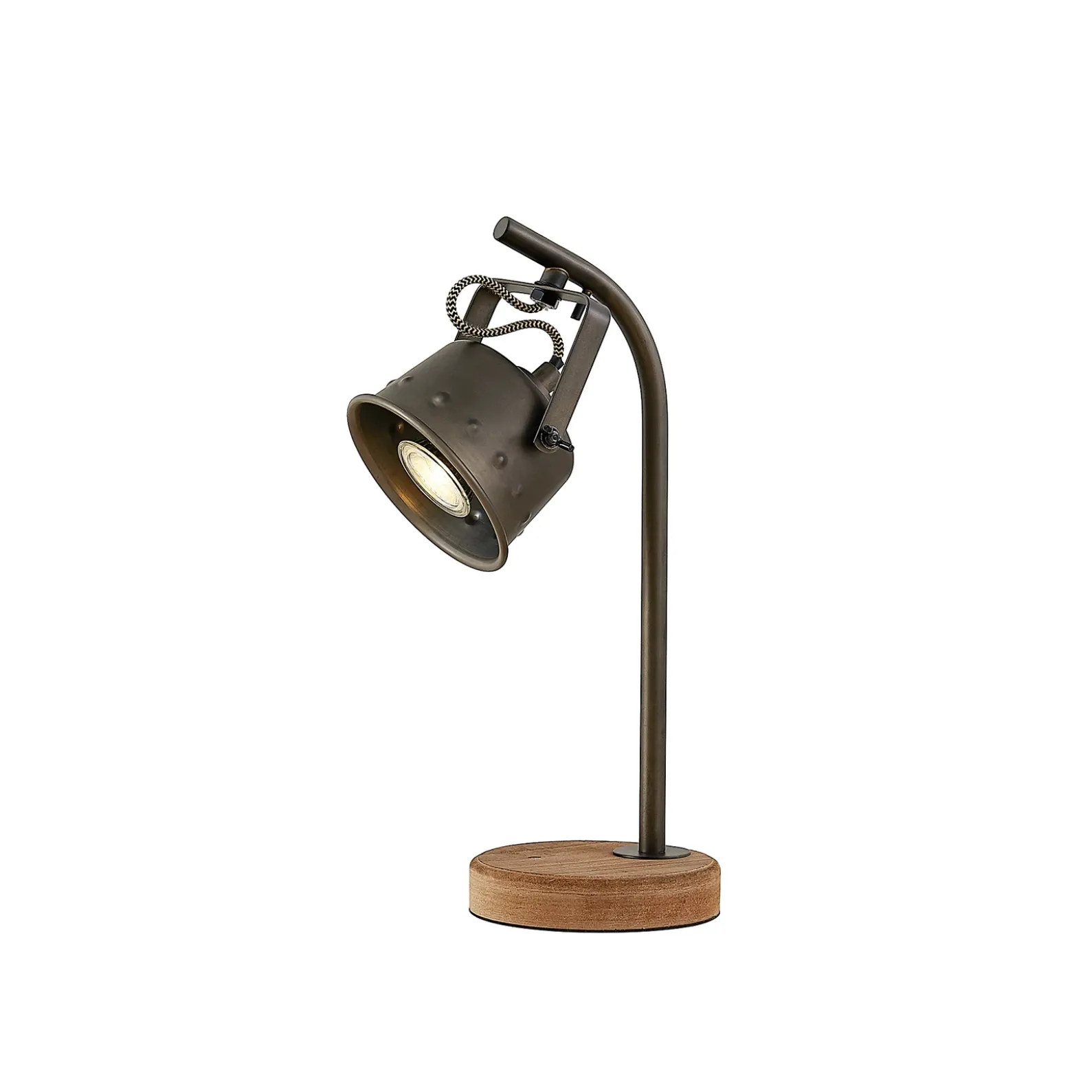 Lámpara de mesa Rubinjo de Lindby, 37 cm, negra, madera, metal, GU10