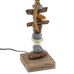 Lámpara de mesa Seregon con decoración de piedra, altura 63 cm