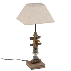 Lámpara de mesa Seregon con decoración de piedra, altura 63 cm