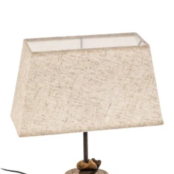 Lámpara de mesa Seregon con pantalla de tela, altura 39 cm