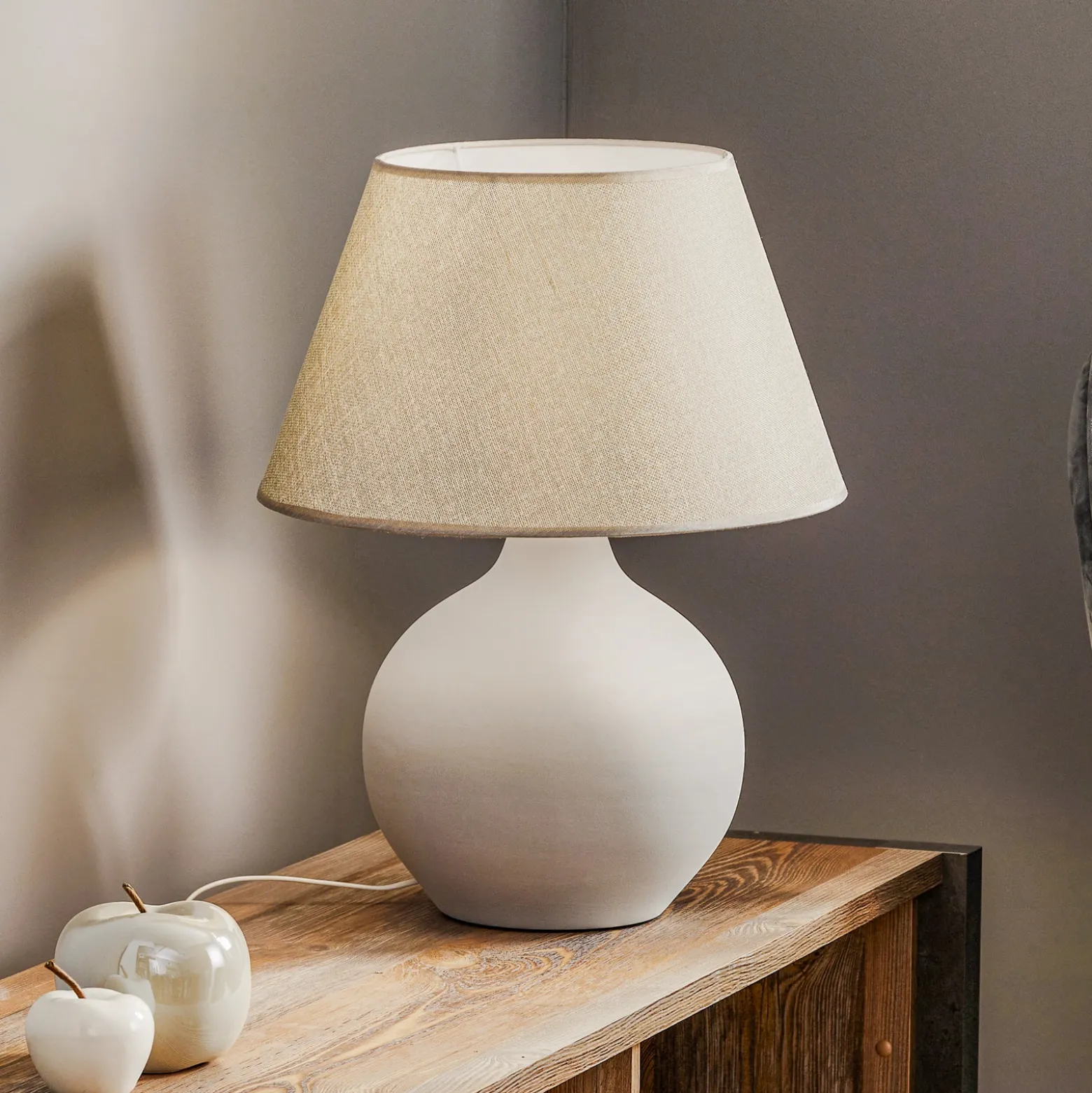 Lámpara de mesa Sfera, altura 53 cm, cemento/gris