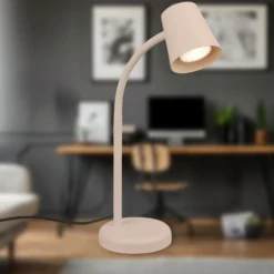 Lámpara de mesa Skriva, beige, metal, GU10, 38 cm, orientable