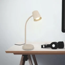 Lámpara de mesa Skriva, beige, metal, GU10, 38 cm, orientable