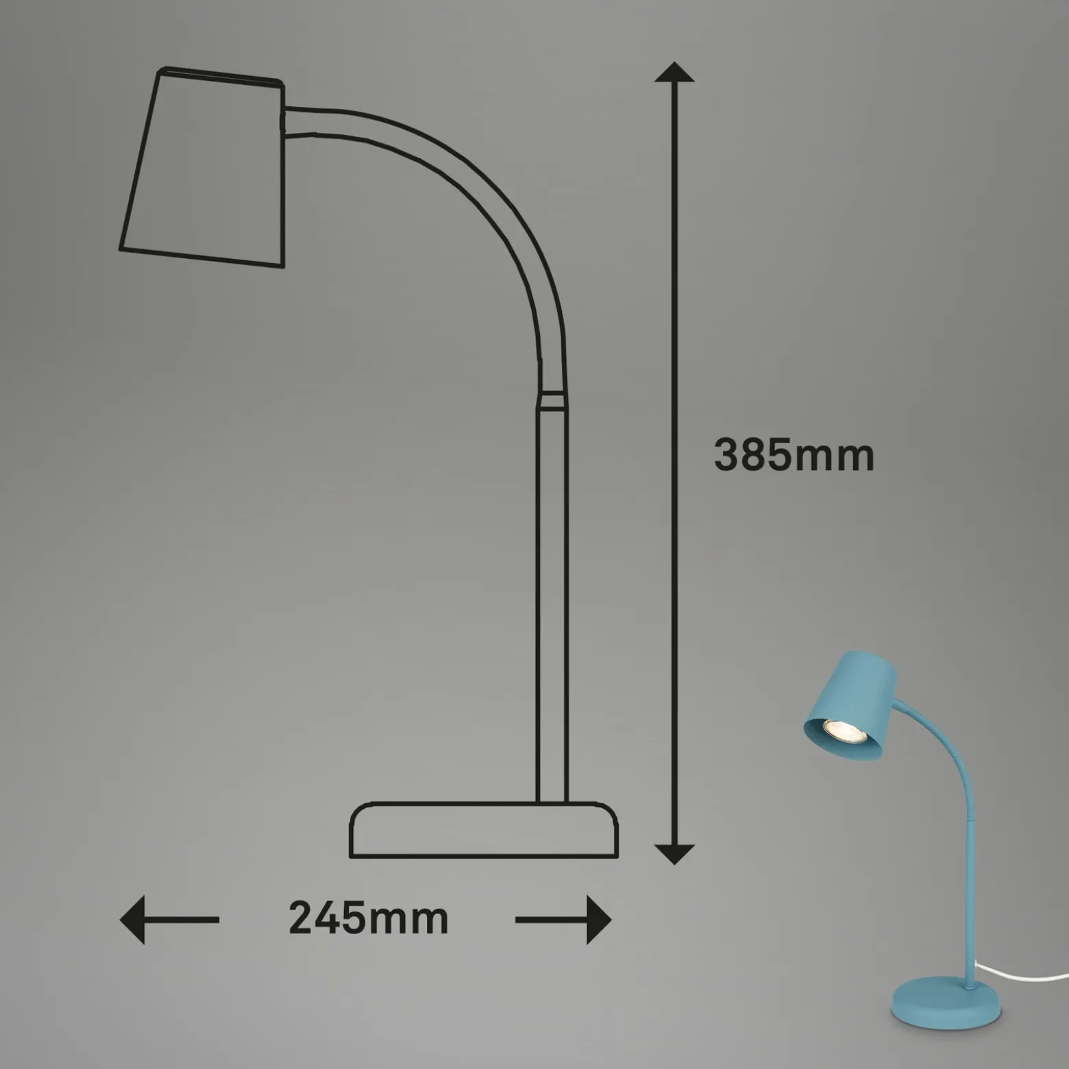 Lámpara de mesa Skriva, portalámpara GU10, azul paloma