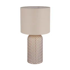 Lámpara de mesa Sofia, color crema, altura 50 cm, tela/cristal