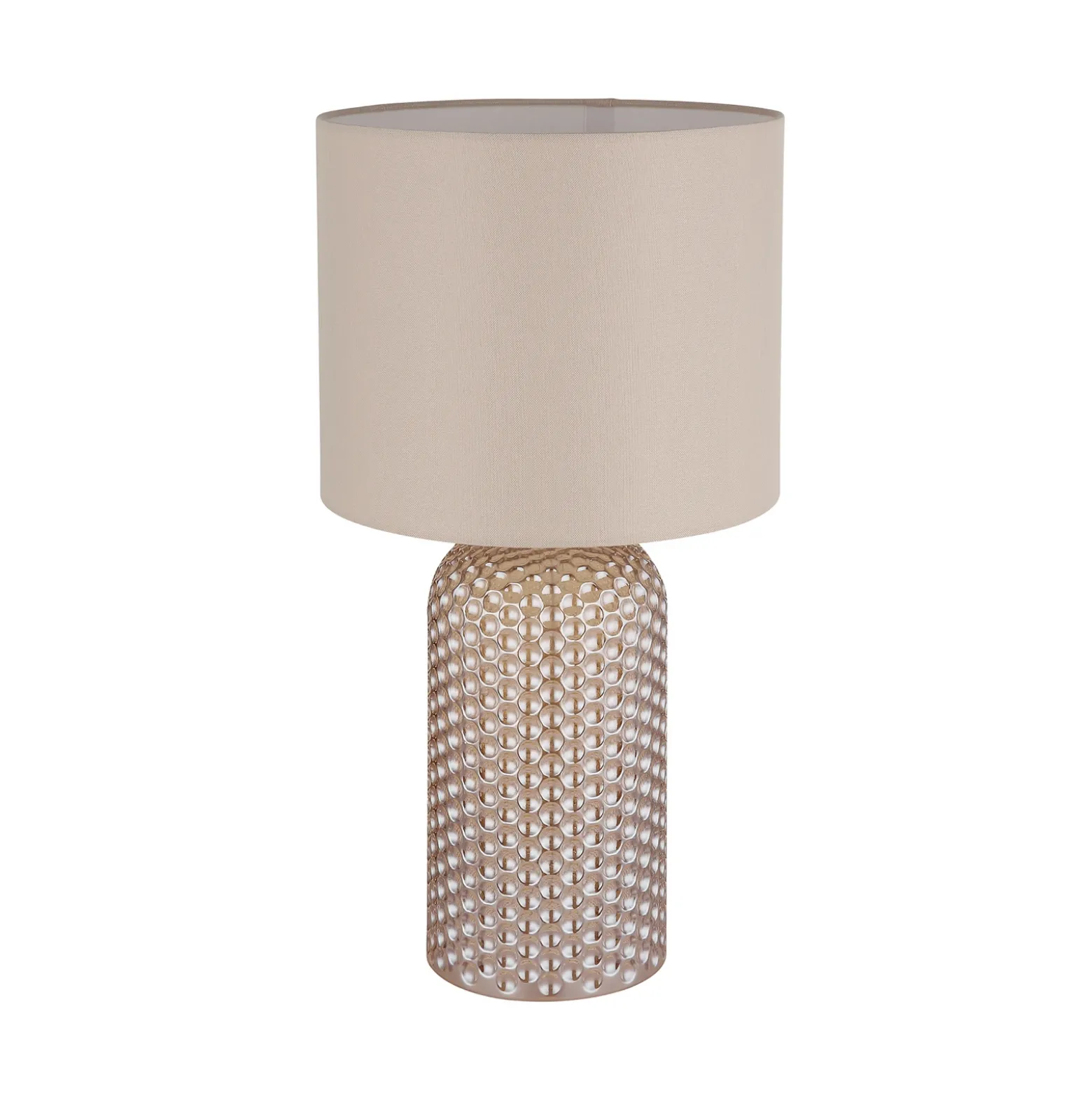 Lámpara de mesa Sofia, color crema, altura 50 cm, tela/cristal