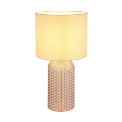 Lámpara de mesa Sofia, color crema, altura 50 cm, tela/cristal
