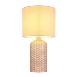 Lámpara de mesa Sofia, color crema, altura 50 cm, tela/cristal