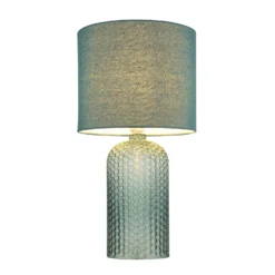 Lámpara de mesa Sofia, verde claro, altura 50 cm, tela/cristal