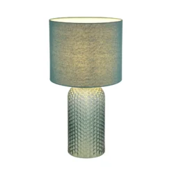 Lámpara de mesa Sofia, verde claro, altura 50 cm, tela/cristal