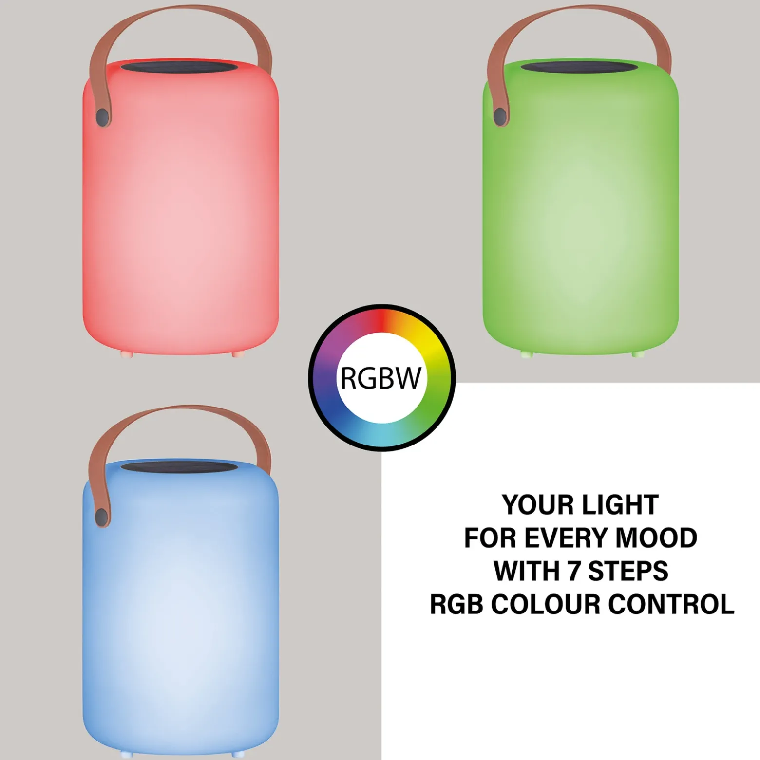 Lámpara de mesa solar LED Orno blanco cálido y RGB