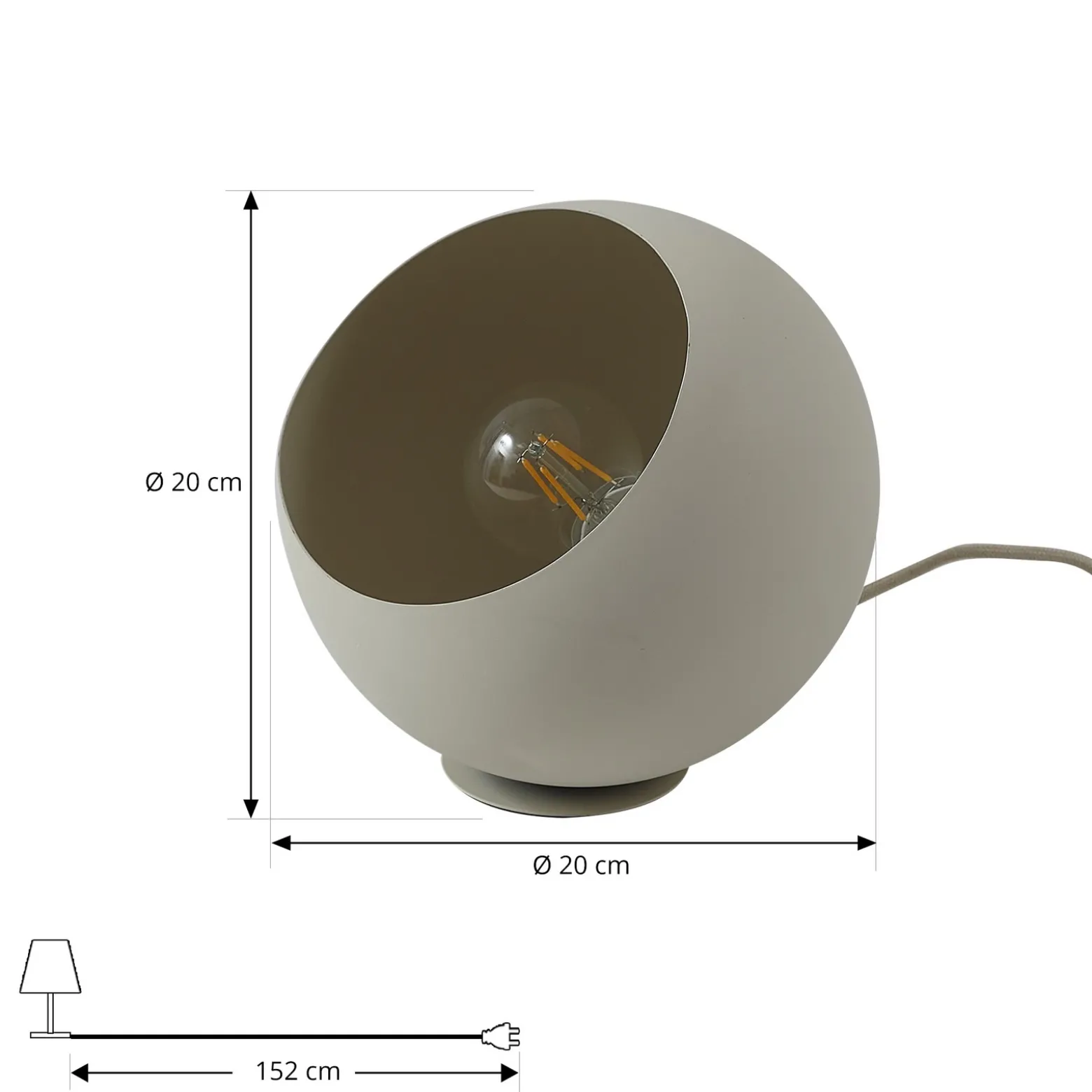 Lámpara de mesa Solomia de Lindby, beige, hierro, Ø 20 cm