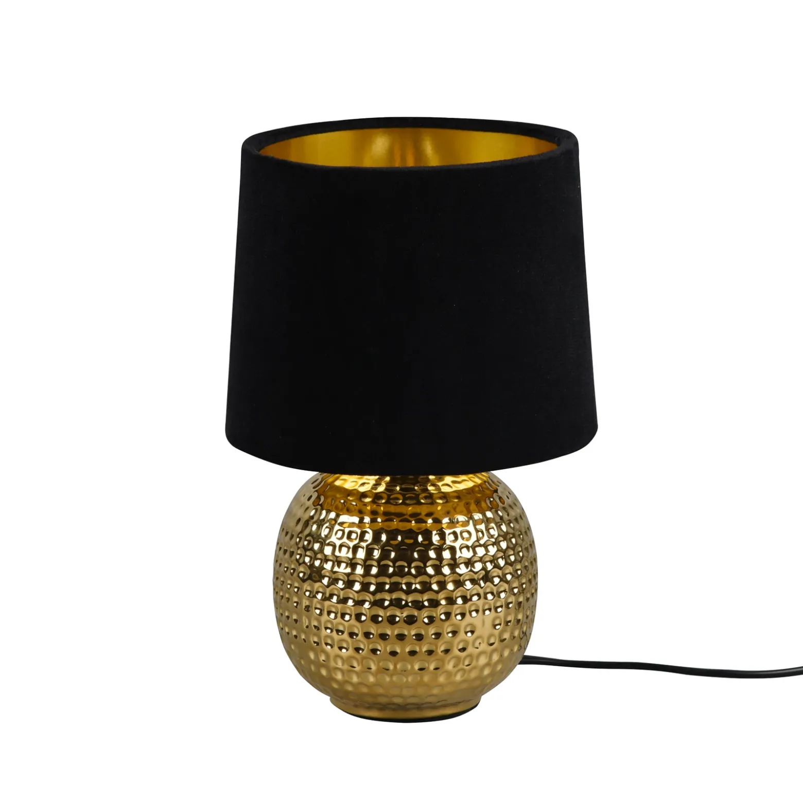 Lámpara de mesa Sophia pie de cerámica, negro/oro