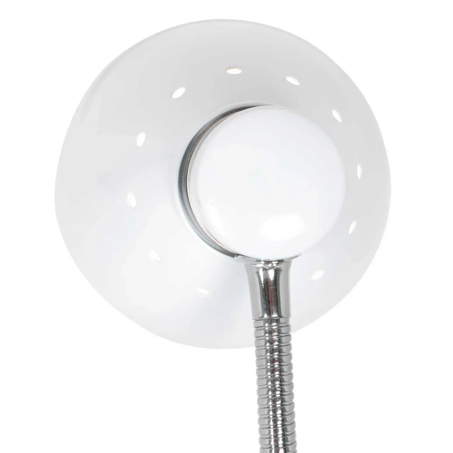 Lámpara de mesa Spring, blanca, metal, brazo flexible, con interruptor