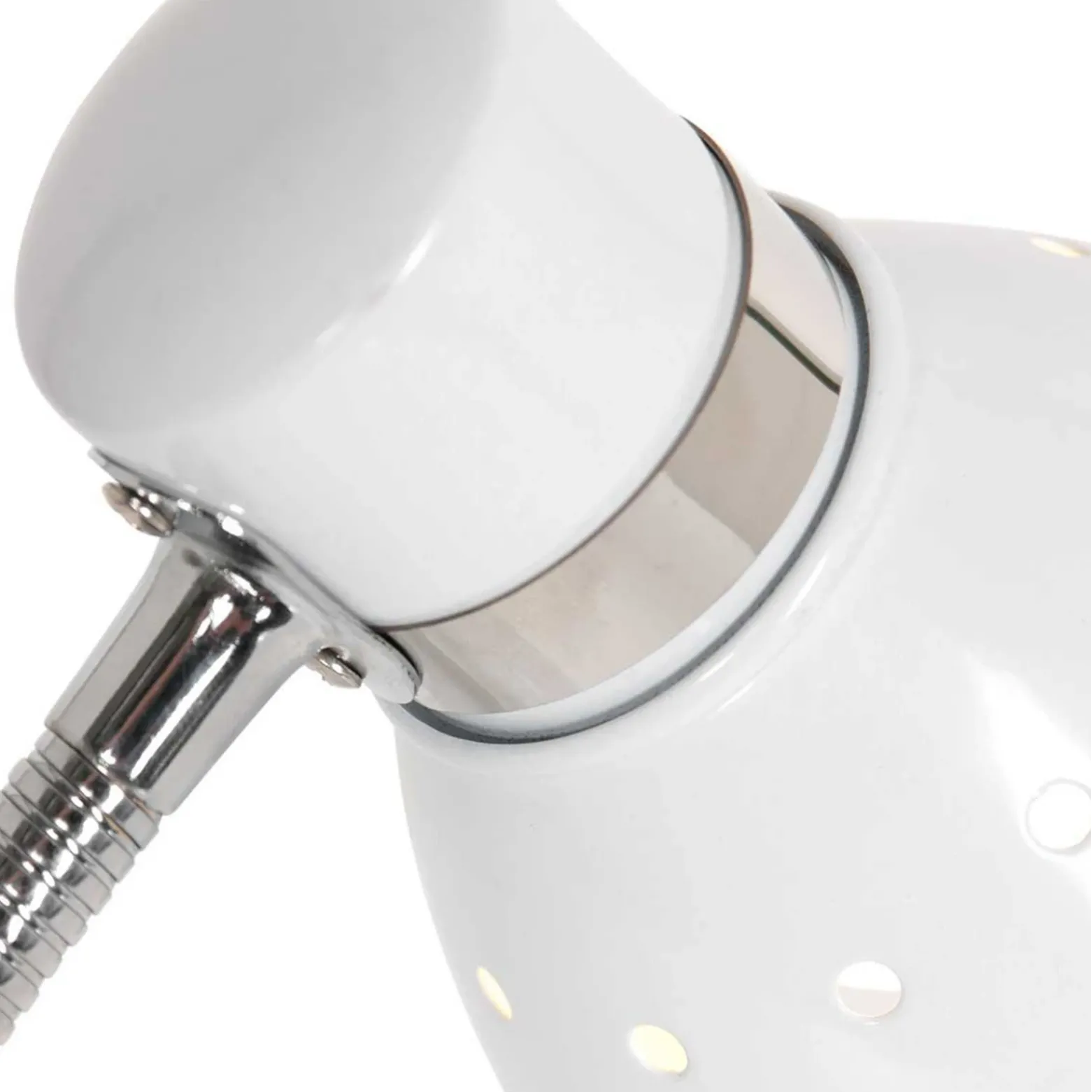 Lámpara de mesa Spring, blanca, metal, brazo flexible, con interruptor
