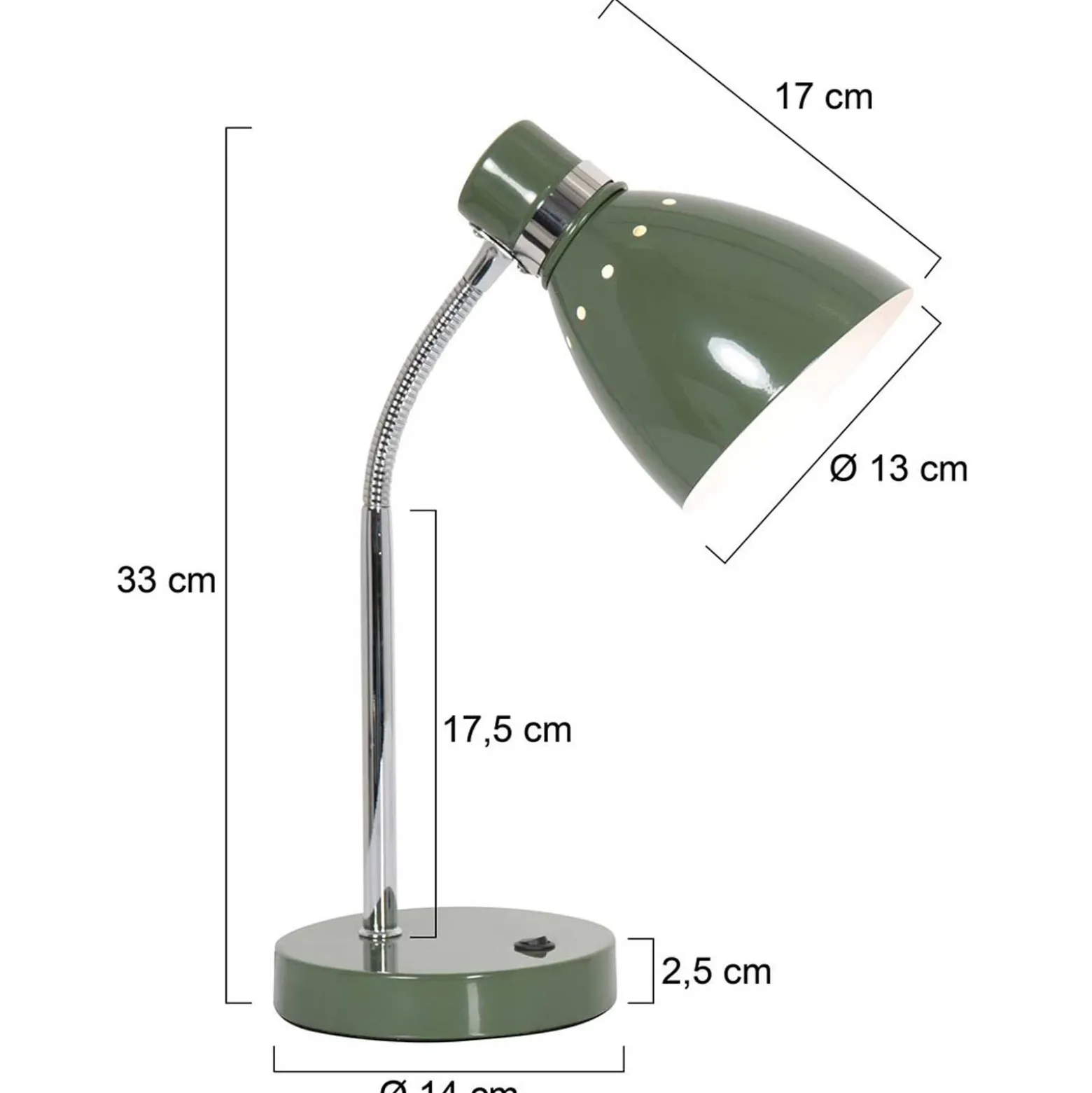 Lámpara de mesa Spring, brazo ajustable, verde
