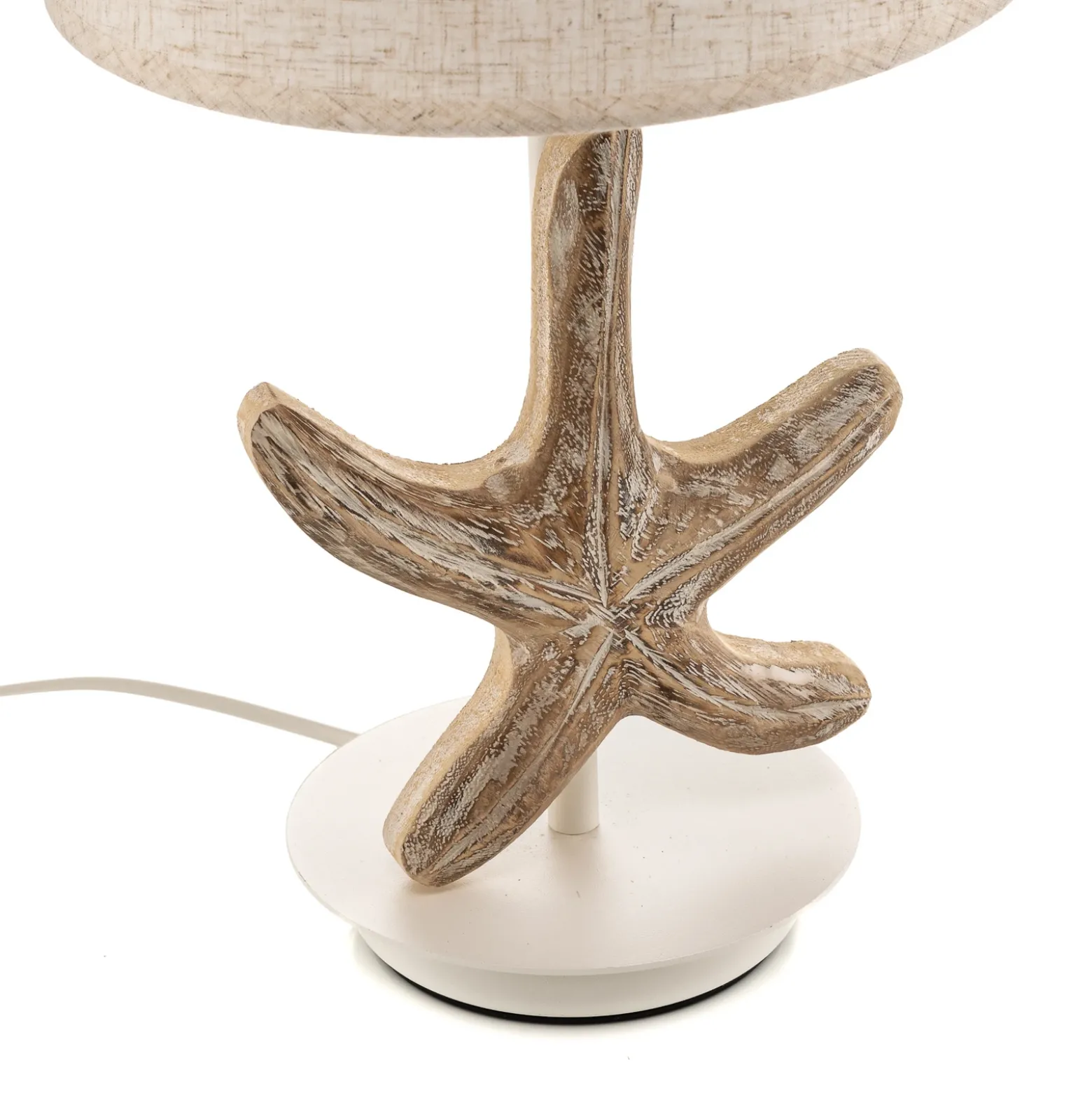 Lámpara de mesa Stellina, pantalla de tela, decoración estrella de mar