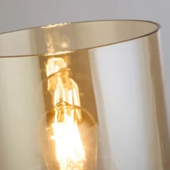 Lámpara de mesa Suecia, moca/ámbar, acero, cristal, E27