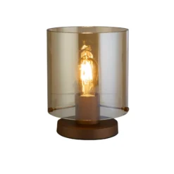 Lámpara de mesa Suecia, moca/ámbar, acero, cristal, E27