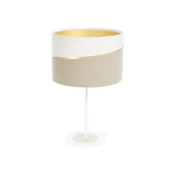 Lámpara de mesa Susan, blanco/beige/dorado