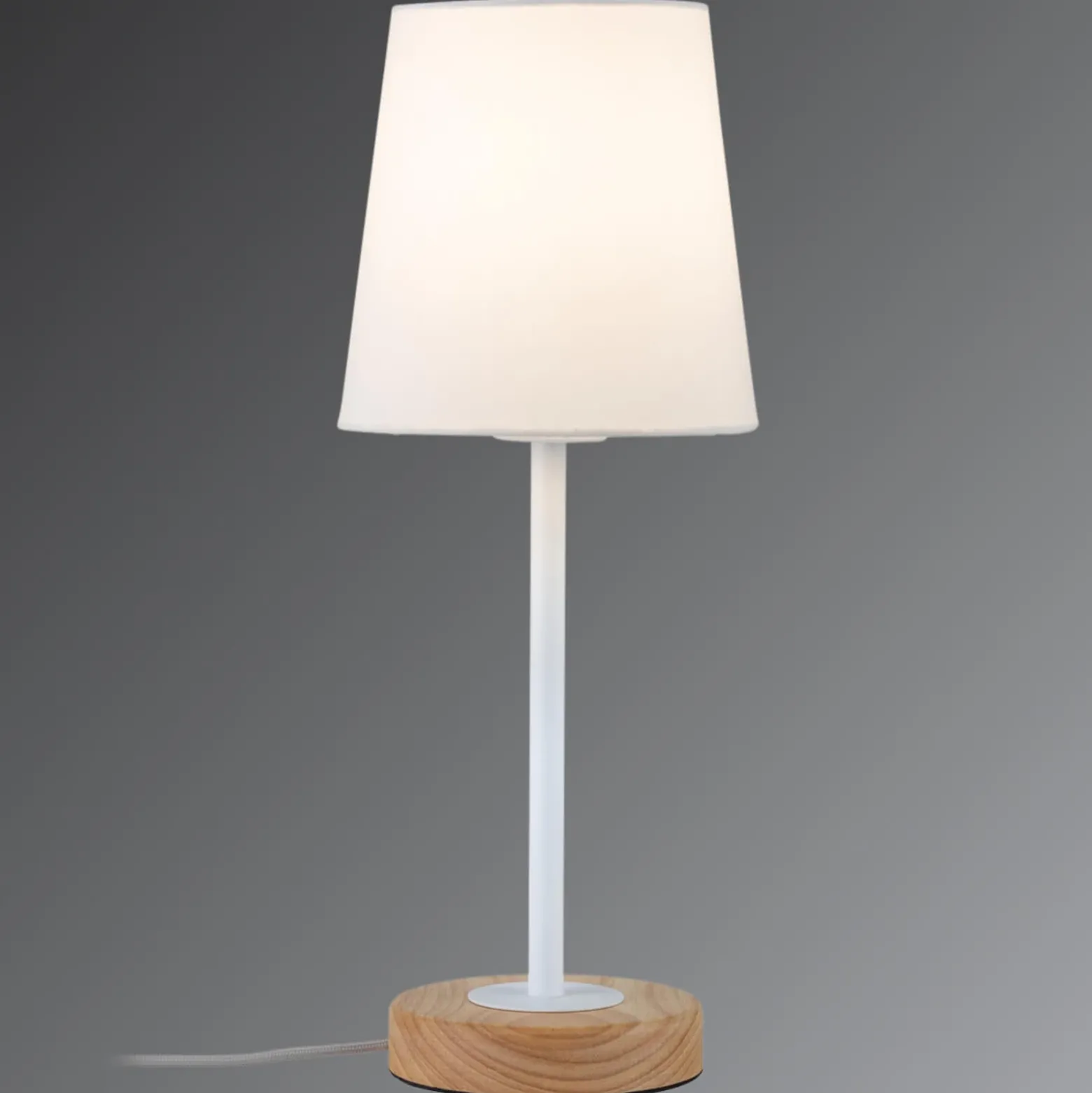 Lámpara de mesa textil de diseño natural Stellan