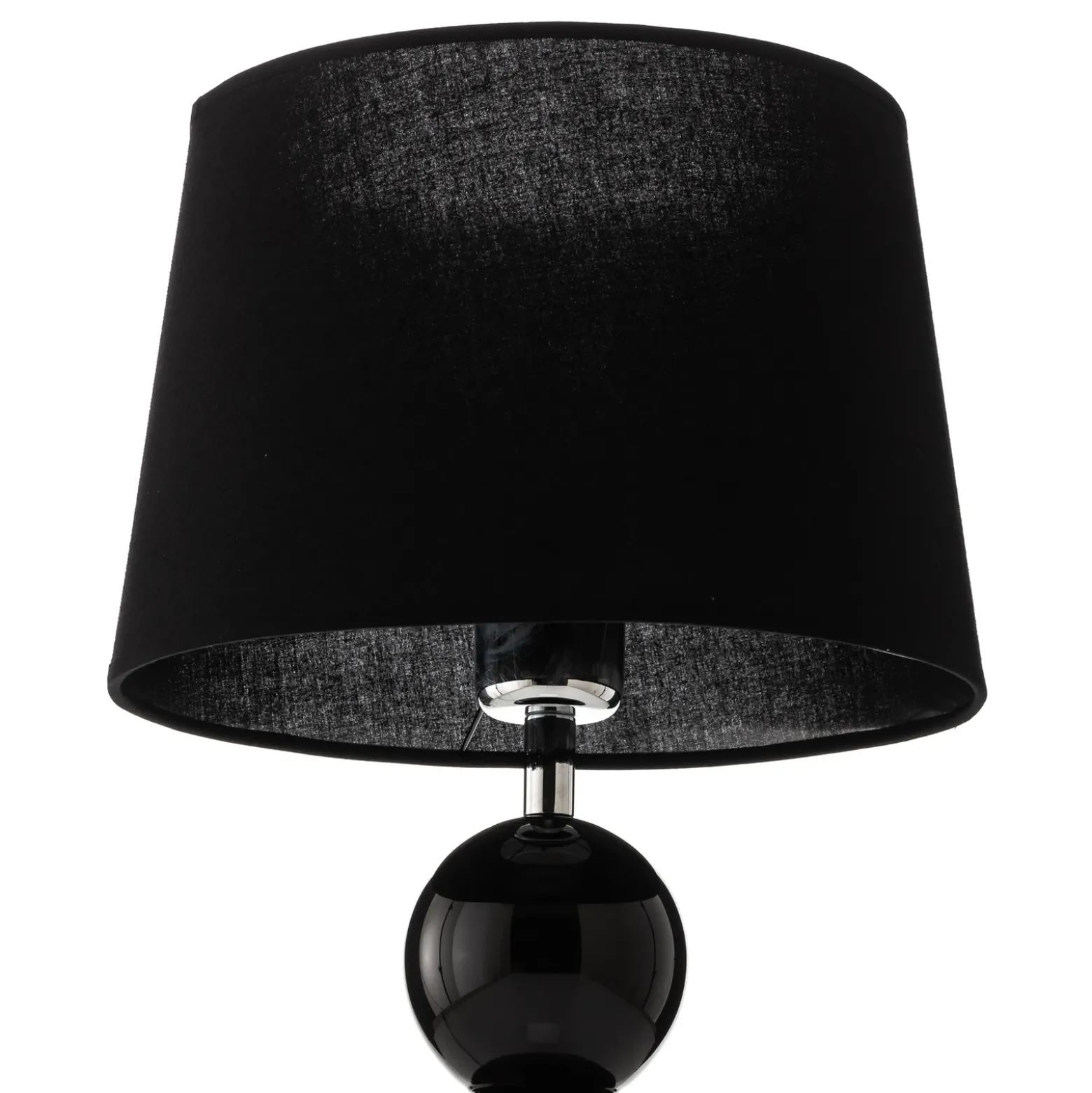 Lámpara de mesa textil Fulda, decoración de cristal, negro