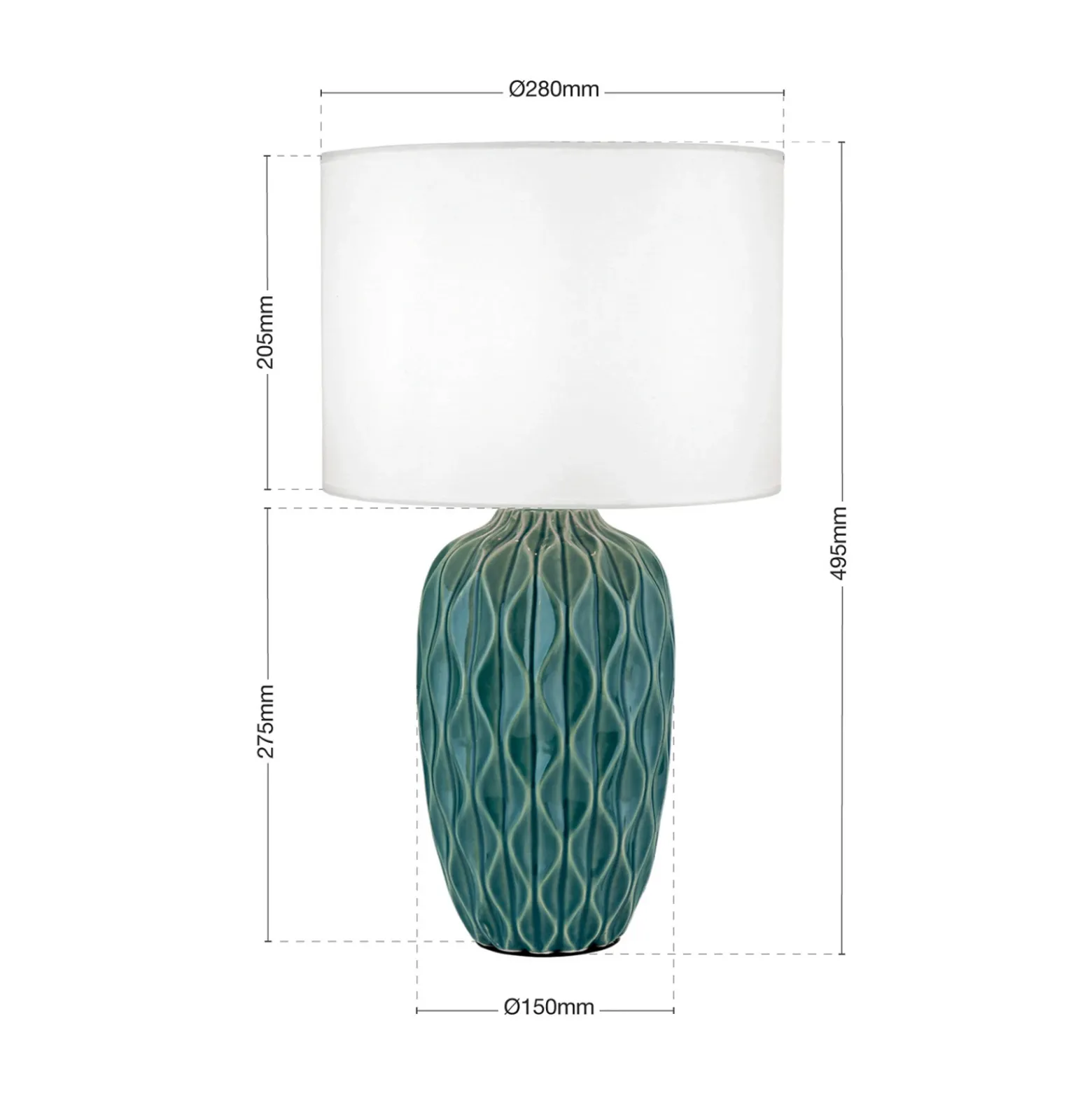 Lámpara de mesa Tortuga, verde/blanco, altura 49,5 cm, cerámica/lino