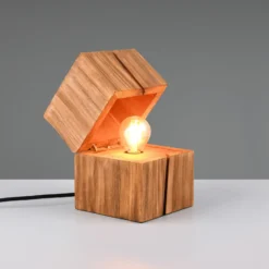 Lámpara de mesa Treasure, acabado natural, madera, abatible
