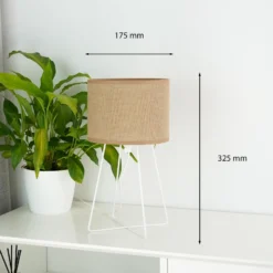 Lámpara de mesa Trixi con estructura de alambre blanco/beige, tela, E14