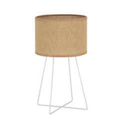 Lámpara de mesa Trixi con estructura de alambre blanco/beige, tela, E14
