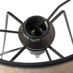 Lámpara de mesa Trixi con estructura de alambre marrón/negro, tela