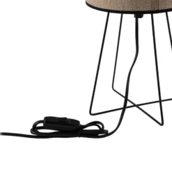Lámpara de mesa Trixi con estructura de alambre marrón/negro, tela