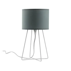 Lámpara de mesa Trixi, metal, tela, verde salvia, blanco