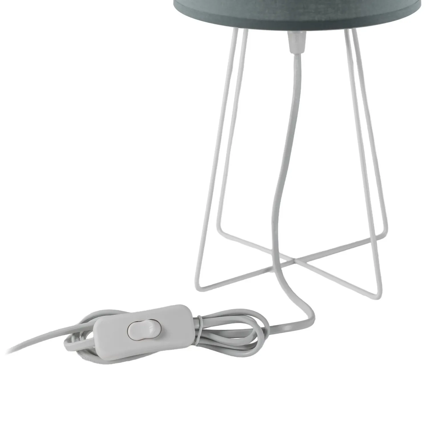 Lámpara de mesa Trixi, metal, tela, verde salvia, blanco