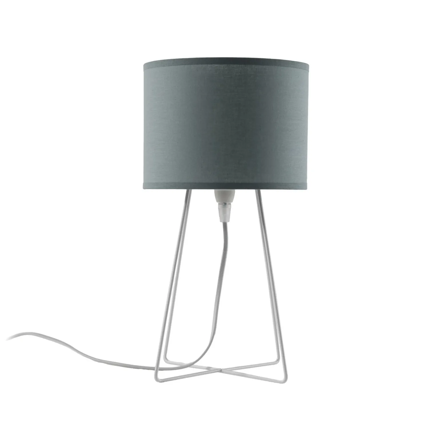 Lámpara de mesa Trixi, metal, tela, verde salvia, blanco