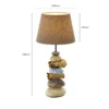 Lámpara de mesa Vera, pantalla de tela y decoración de piedra, 55 cm