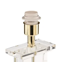 Lámpara de mesa Veronique, pie ancho, crema/oro