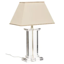 Lámpara de mesa Veronique, pie ancho, crema/oro