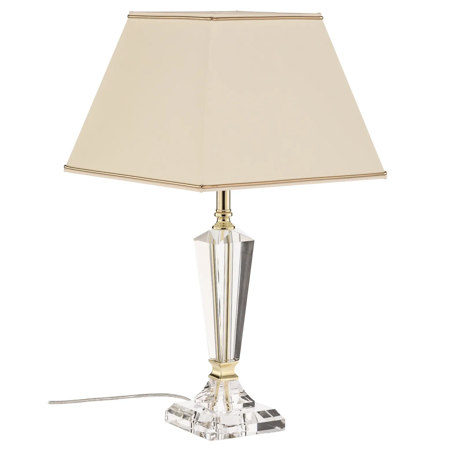 Lámpara de mesa Veronique, pie estrecho, crema/oro