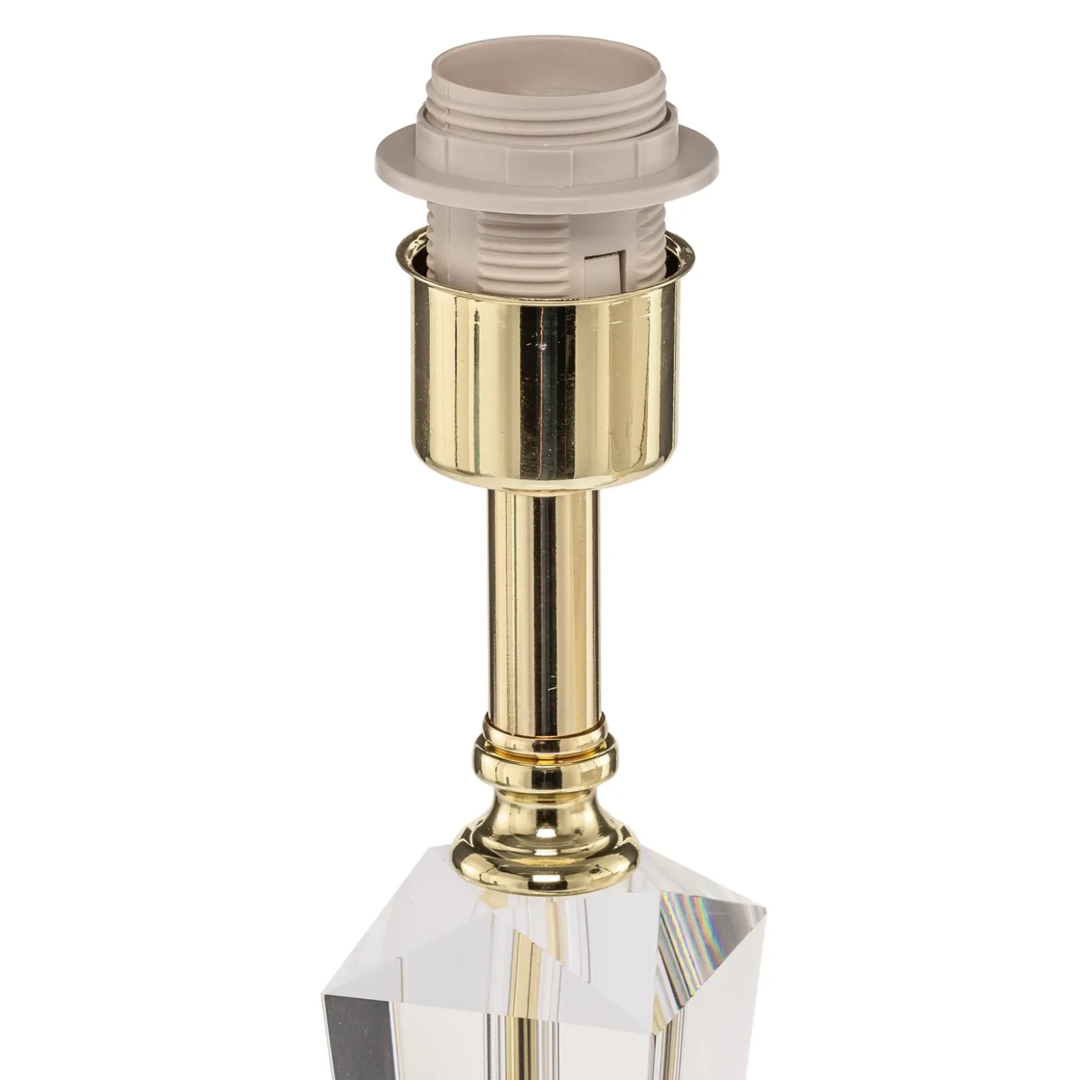 Lámpara de mesa Veronique, pie estrecho, crema/oro