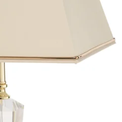 Lámpara de mesa Veronique, pie estrecho, crema/oro